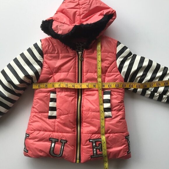 Weilong Girls Pink Stripes, cute hooded, fluffy lined, Jacket - says L looks M - Picture 15 of 16
